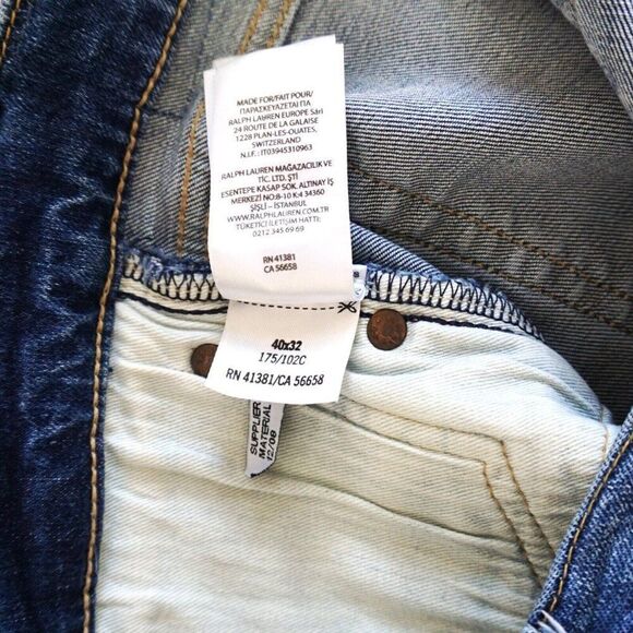 Polo Ralph Lauren Jeans Men Size 40x31 Varick Slim Straight Blue Denim Jeans - Picture 13 of 13